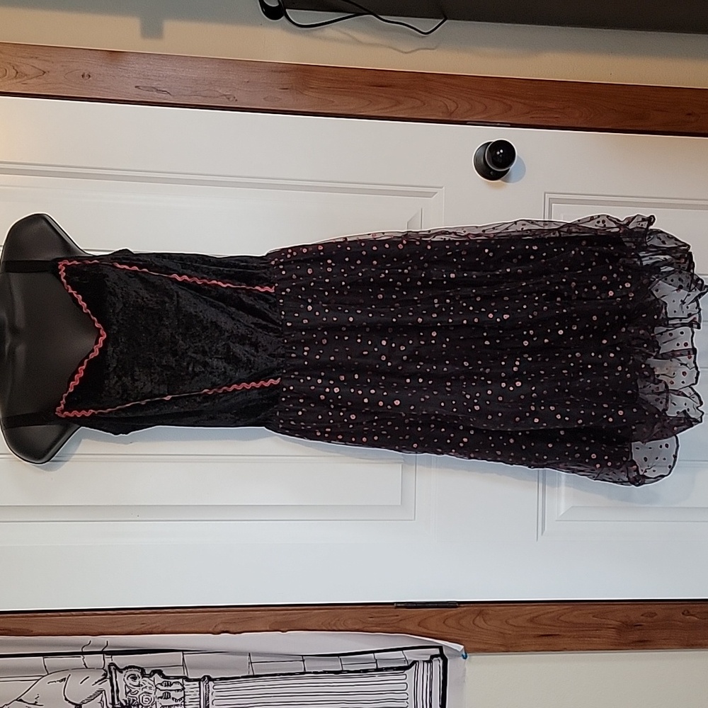 D/ceptions by Disguise dress Witchy costume black tulle with red polkadots